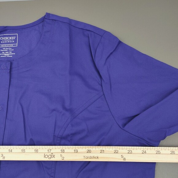 Cherokee Scrub Jacket Womens XL Grape Snap Front Revolution RN Nurse CNA Spa - Picture 9 of 10